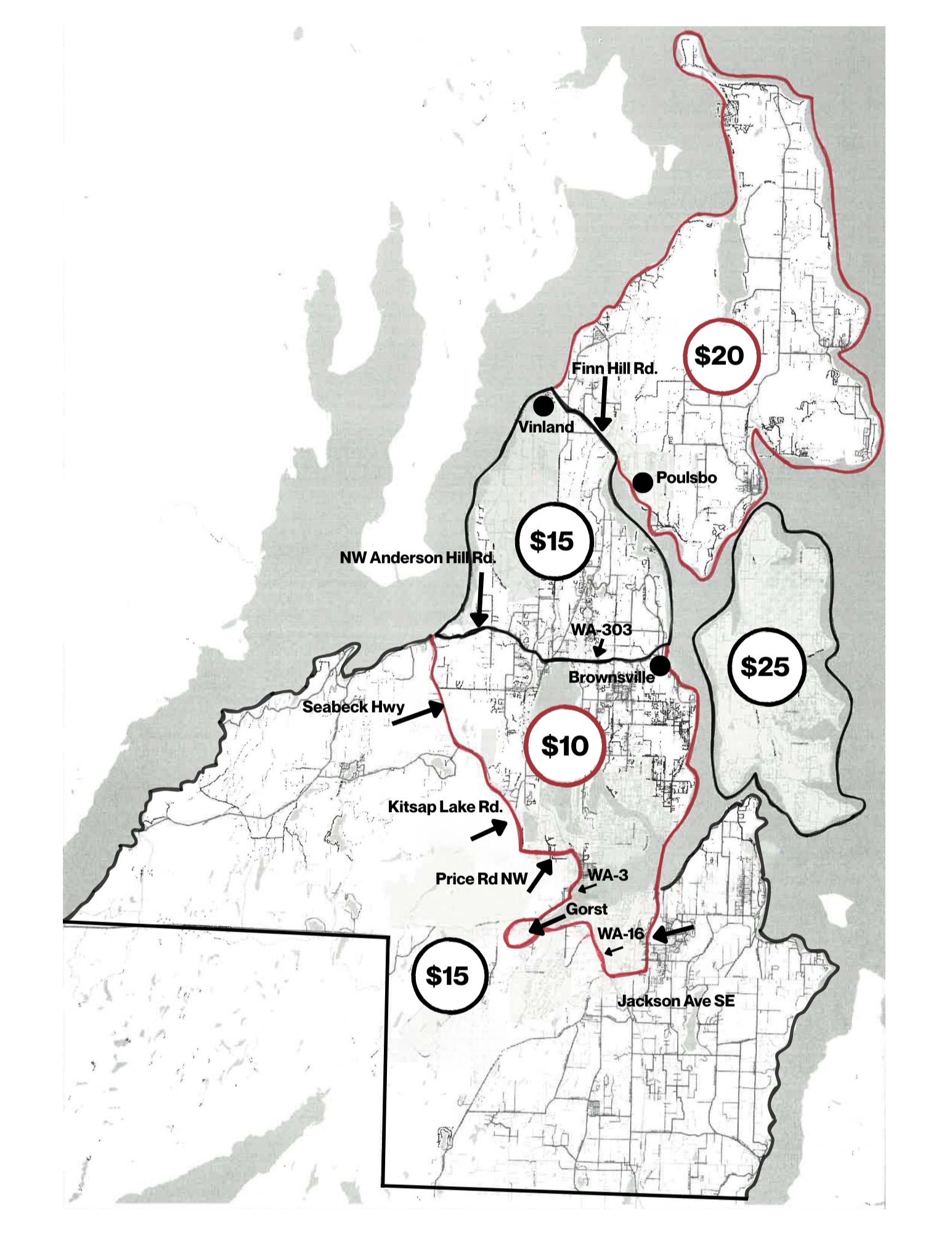 Kitsap Habitat Store Delivery Fee Map
